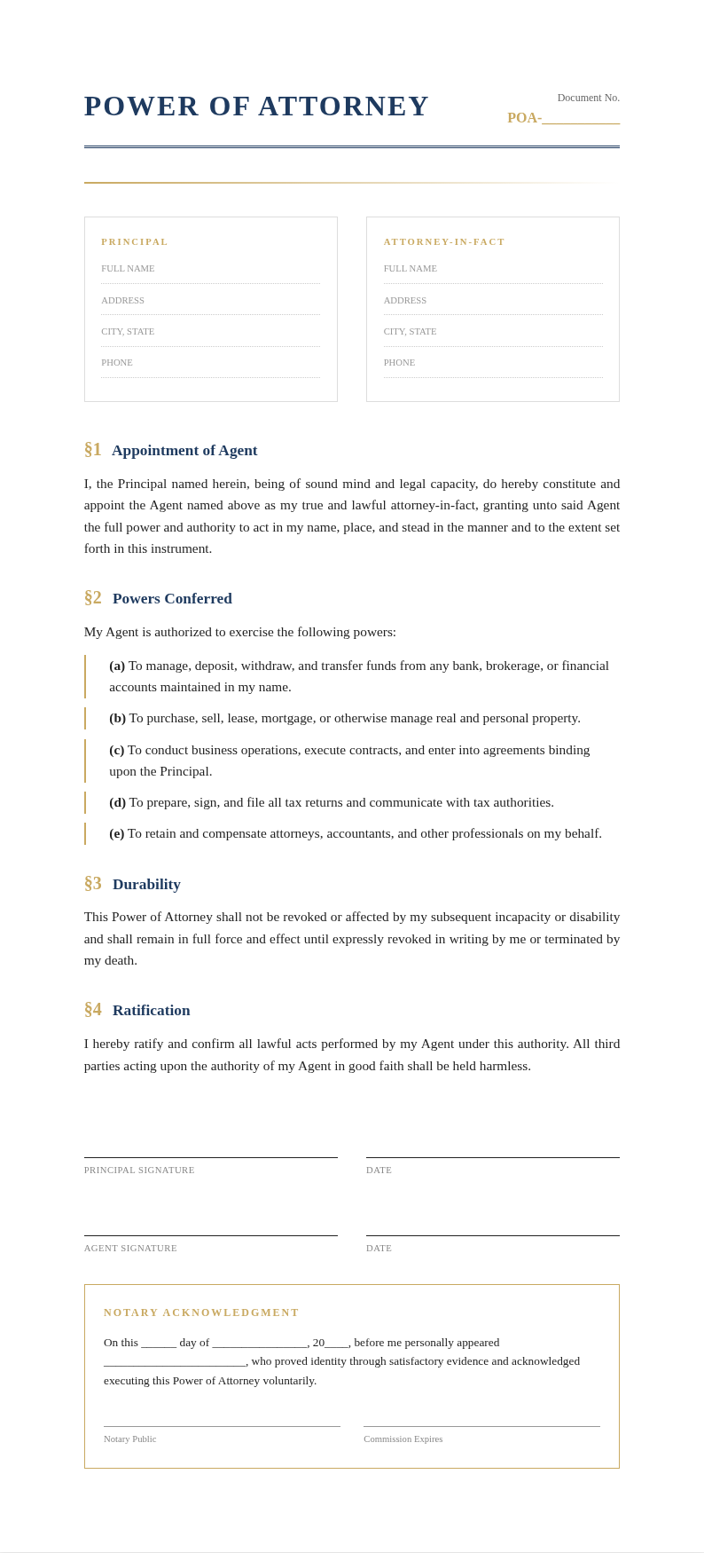 Executive Formal Power of Attorney